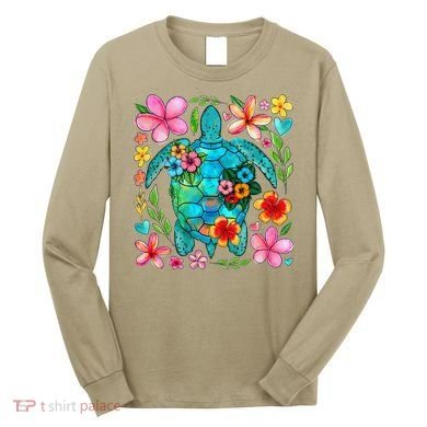 Boho Floral Turtle Save The Sea Turtle Ocean Animals Outfit Long Sleeve Shirt