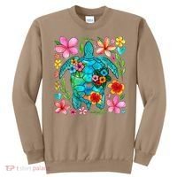 Boho Floral Turtle Save The Sea Turtle Ocean Animals Outfit Sweatshirt thumb 0