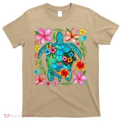 Boho Floral Turtle Save The Sea Turtle Ocean Animals Outfit T-Shirt