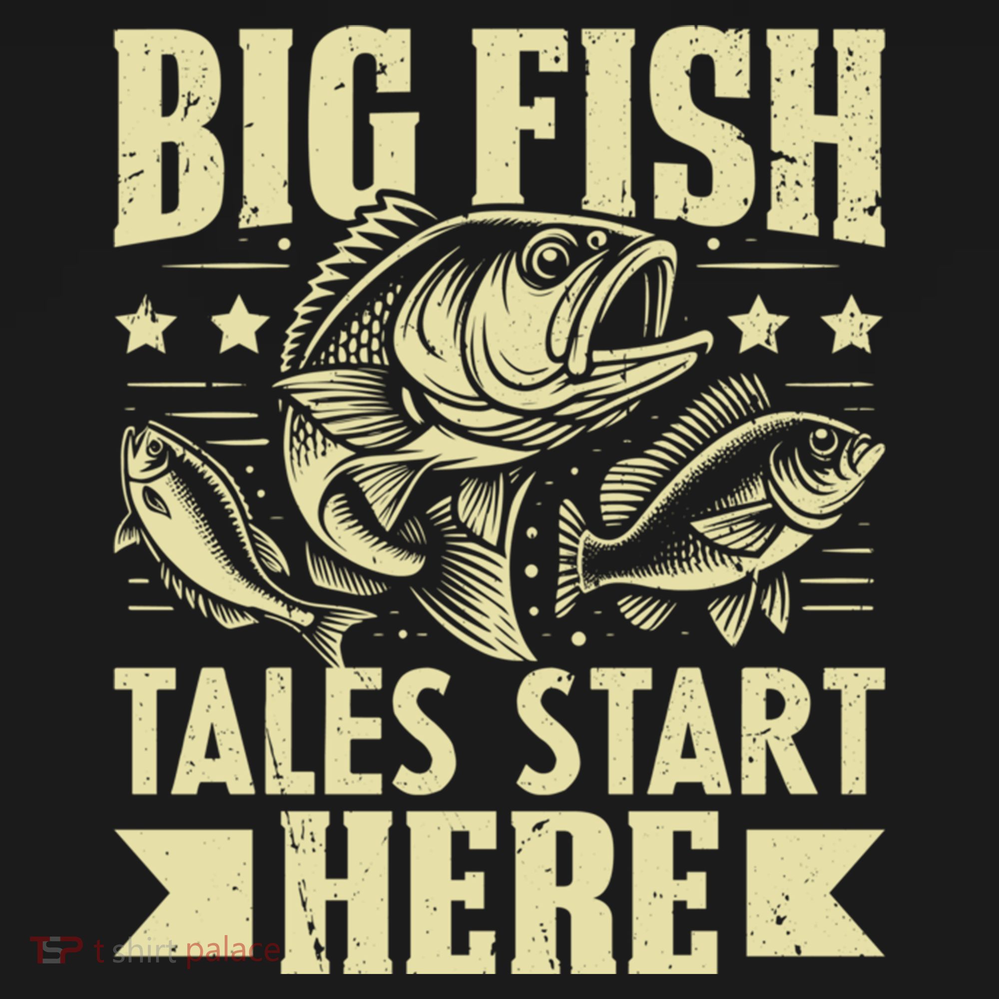 Big Fish Tales Start Here Fishing Gift Bucket Hat