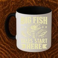 Big Fish Tales Start Here Fishing Gift Coffee Mug thumb 2