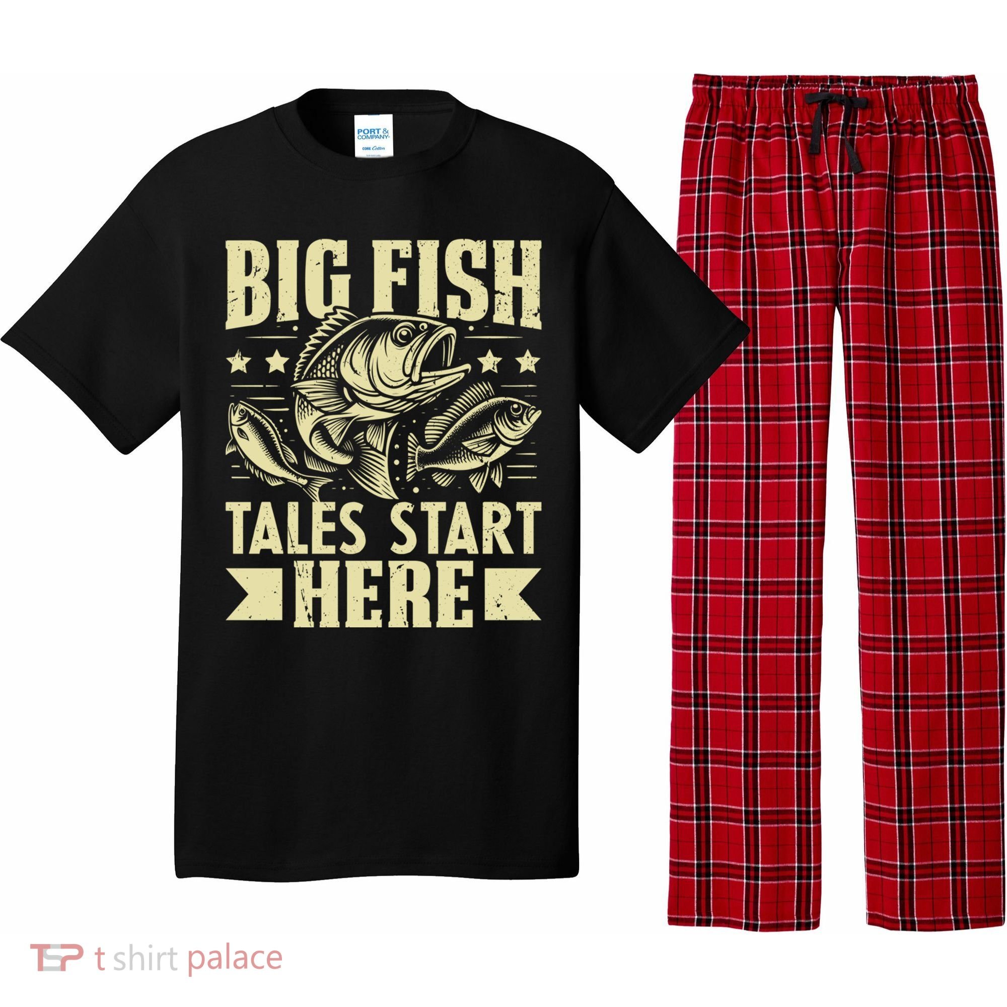 Big Fish Tales Start Here Fishing Gift Pajama Set