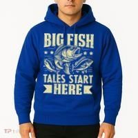 Big Fish Tales Start Here Fishing Gift Hoodie thumb 2
