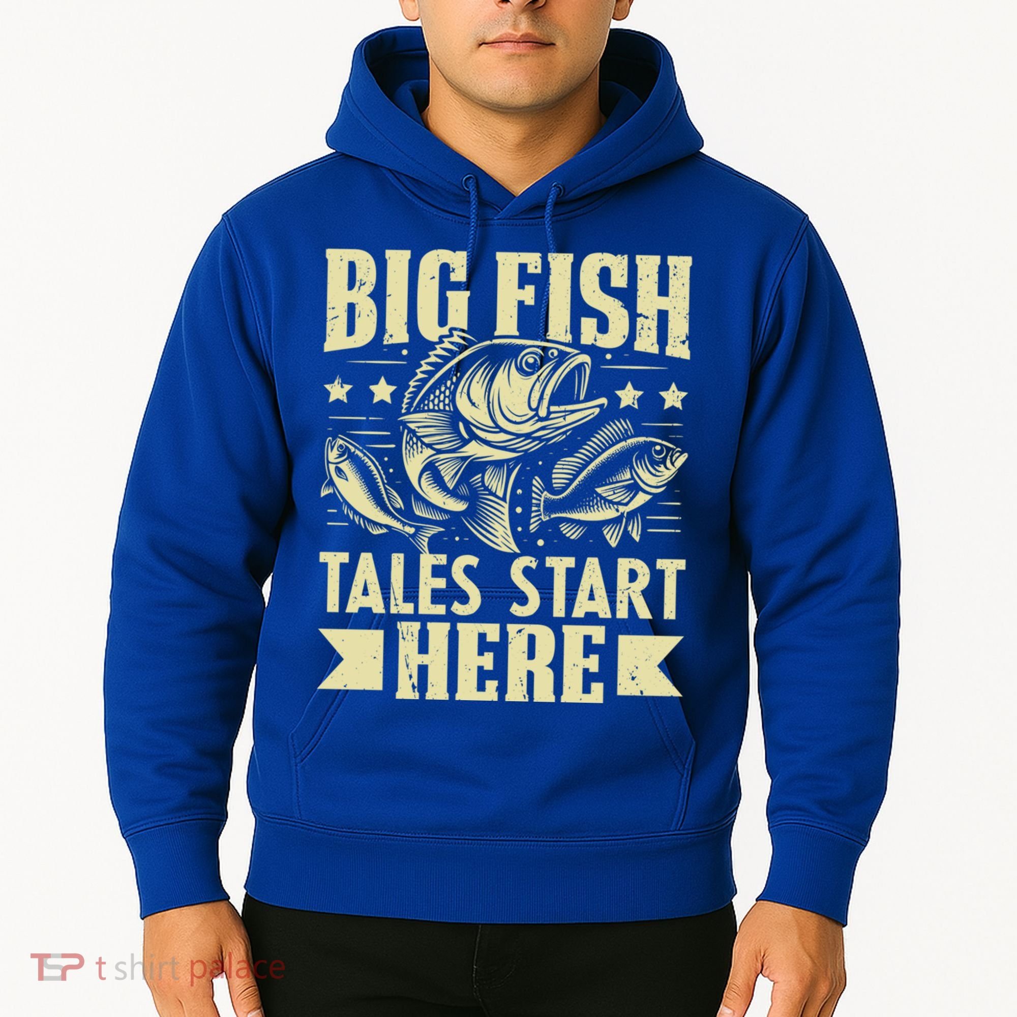 Big Fish Tales Start Here Fishing Gift Hoodie