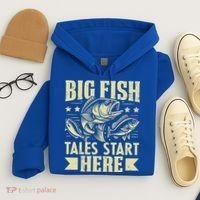 Big Fish Tales Start Here Fishing Gift Hoodie thumb 4