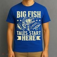 Big Fish Tales Start Here Fishing Gift T-Shirt thumb 3