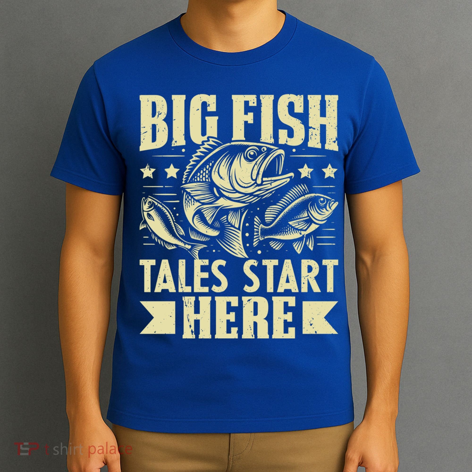 Big Fish Tales Start Here Fishing Gift T-Shirt