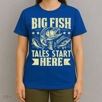 Big Fish Tales Start Here Fishing Gift T-Shirt thumb 4