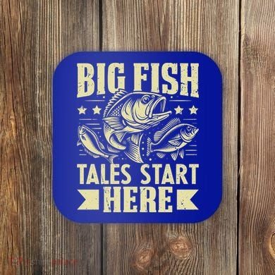 Big Fish Tales Start Here Fishing Gift Coaster