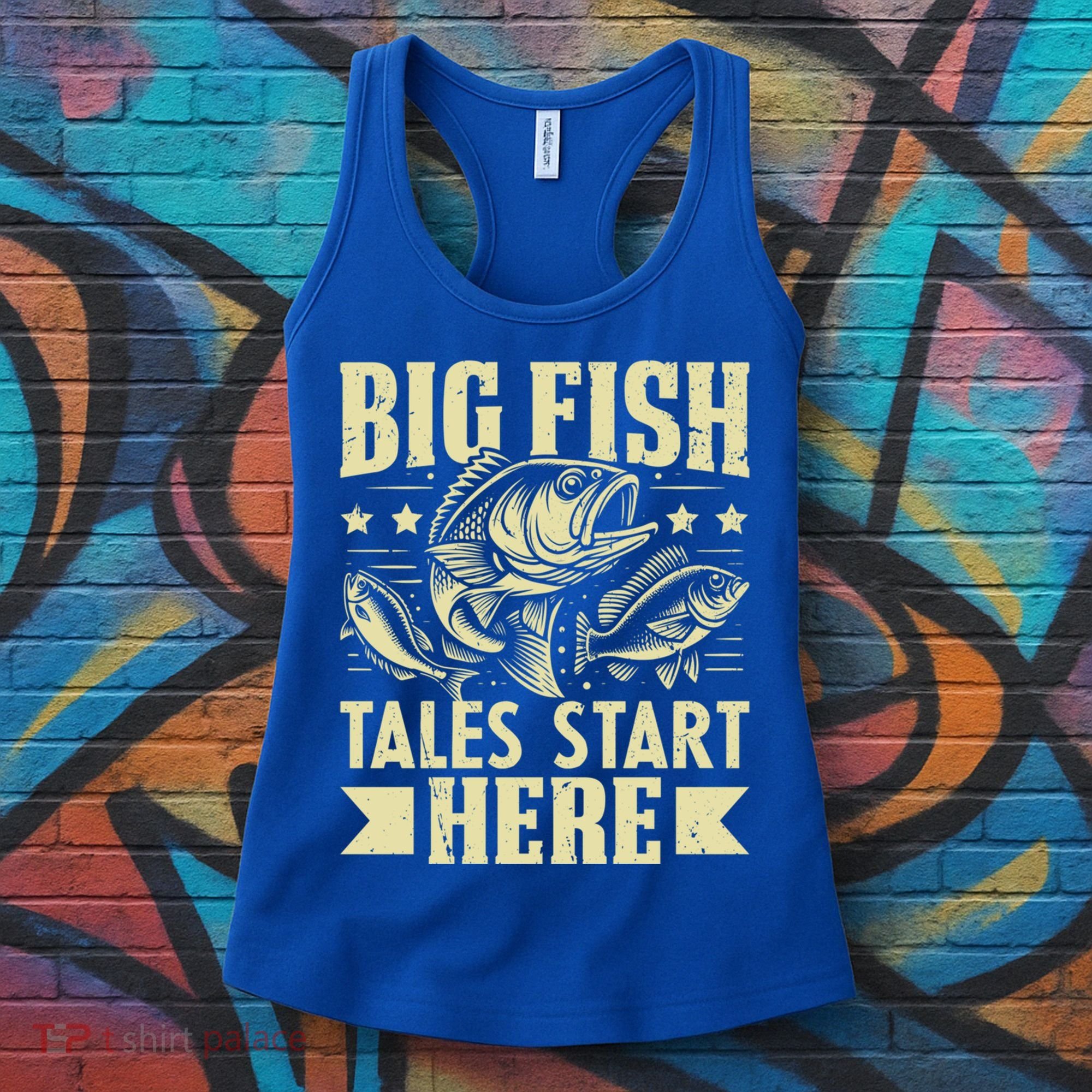 Big Fish Tales Start Here Fishing Gift Women's Tank Top