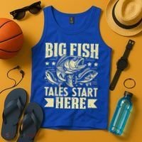 Big Fish Tales Start Here Fishing Gift Tank Top thumb 4