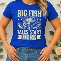 Big Fish Tales Start Here Fishing Gift Women's T-Shirt thumb 2