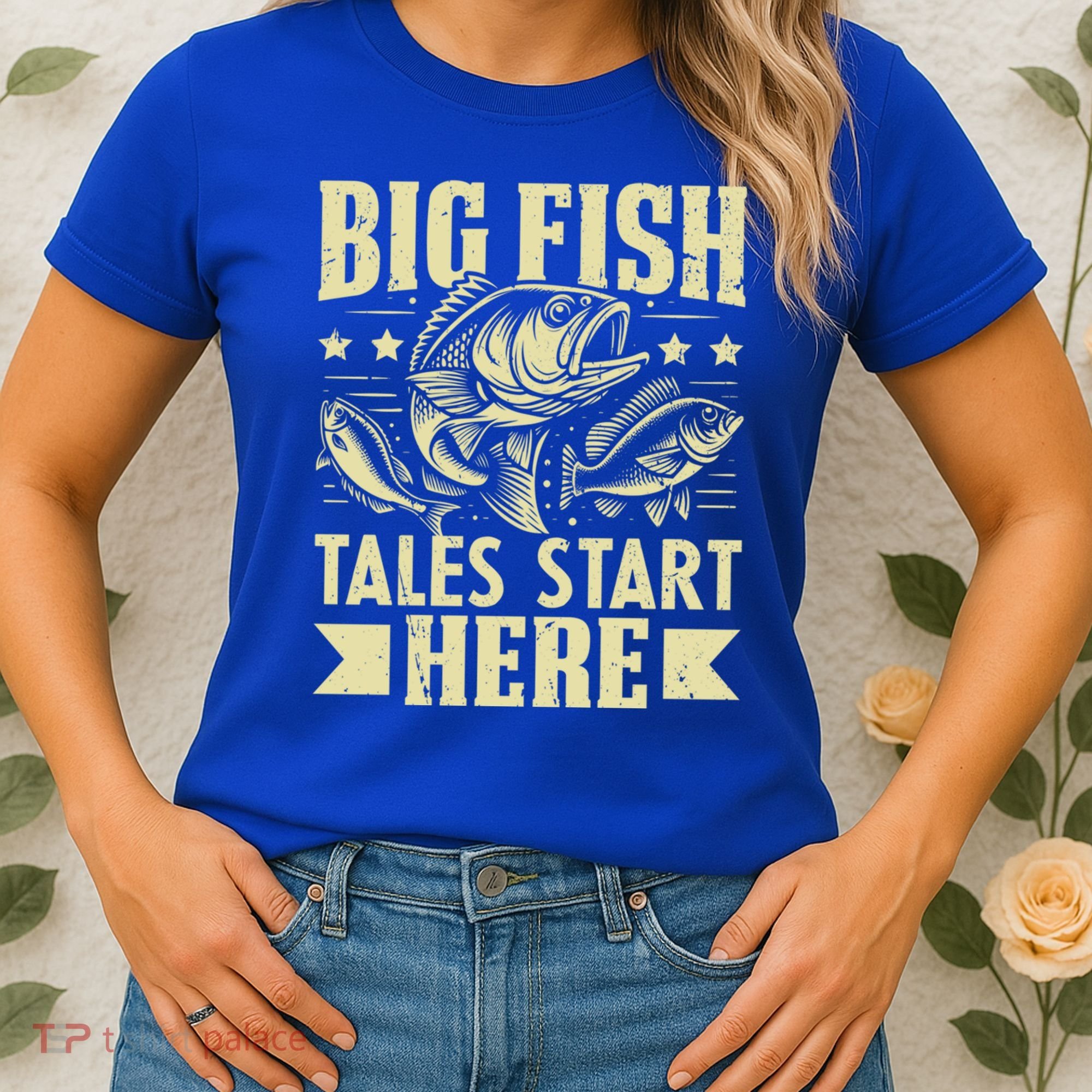 Big Fish Tales Start Here Fishing Gift Women's T-Shirt