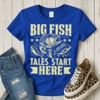 Big Fish Tales Start Here Fishing Gift Women's T-Shirt thumb 3