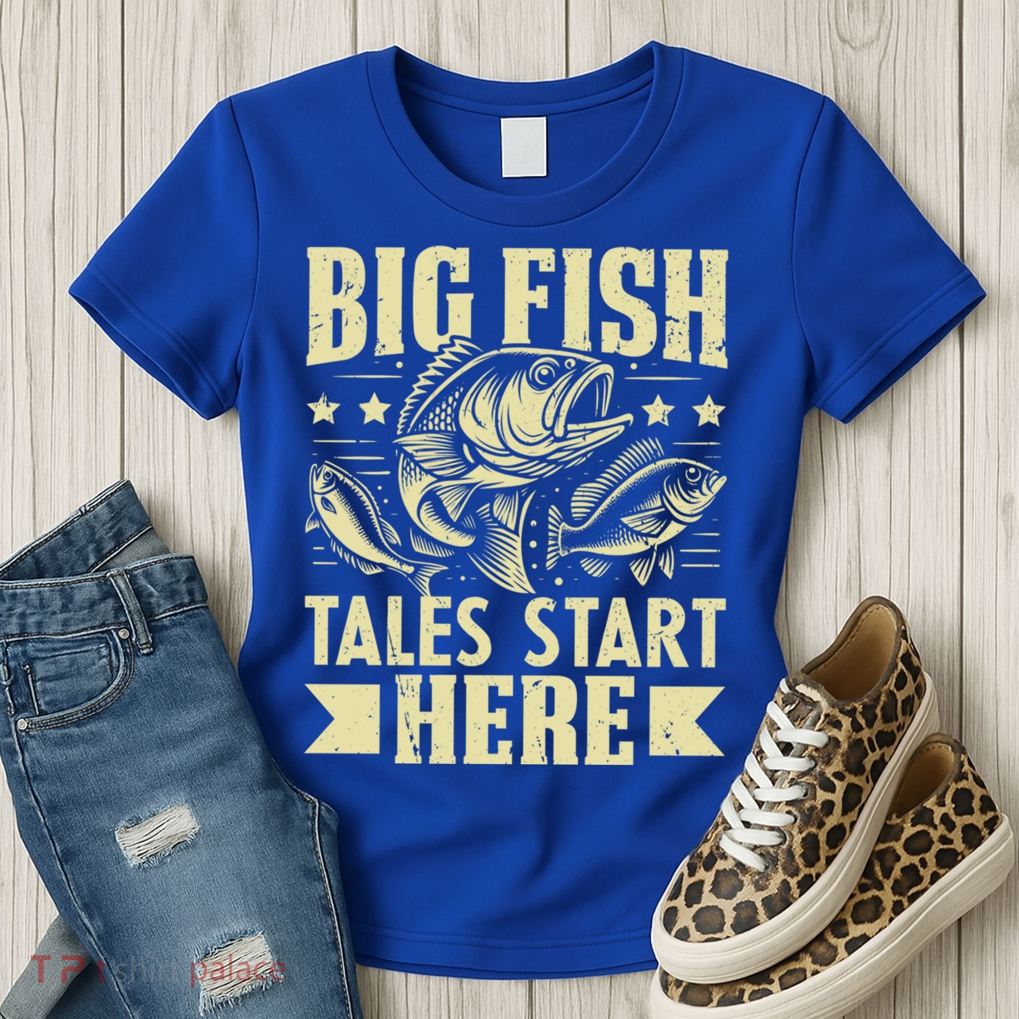Big Fish Tales Start Here Fishing Gift Women's T-Shirt