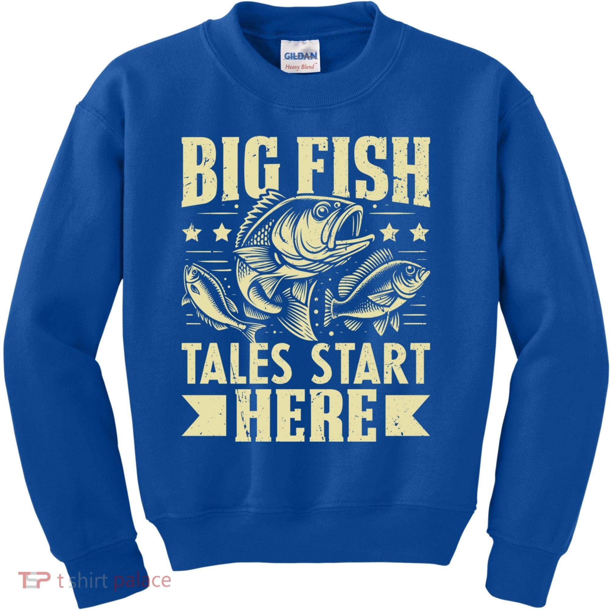 Big Fish Tales Start Here Fishing Gift Kids Sweatshirt