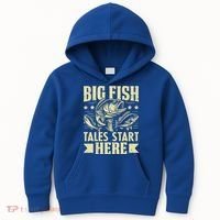 Big Fish Tales Start Here Fishing Gift Kids Hoodie thumb 0
