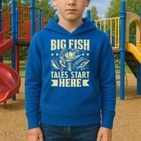 Big Fish Tales Start Here Fishing Gift Kids Hoodie thumb 2