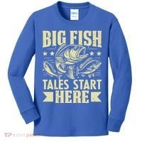 Big Fish Tales Start Here Fishing Gift Kids Long Sleeve Shirt thumb 0