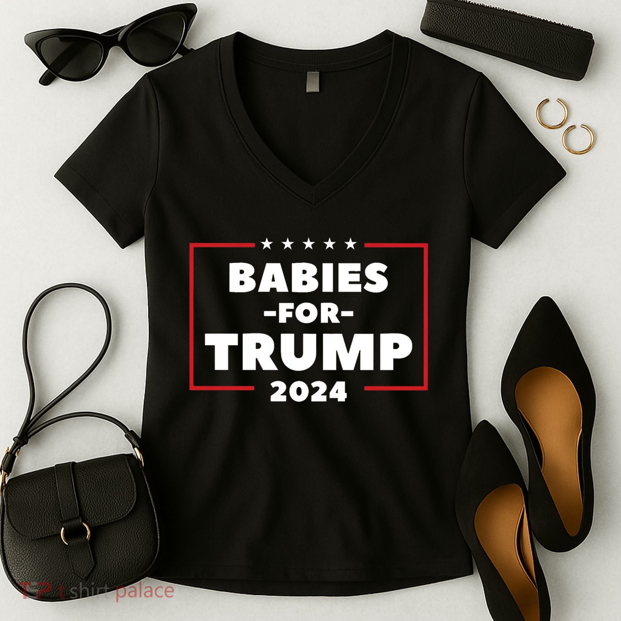 Babies For Trump 2024 Women's V-Neck T-Shirt