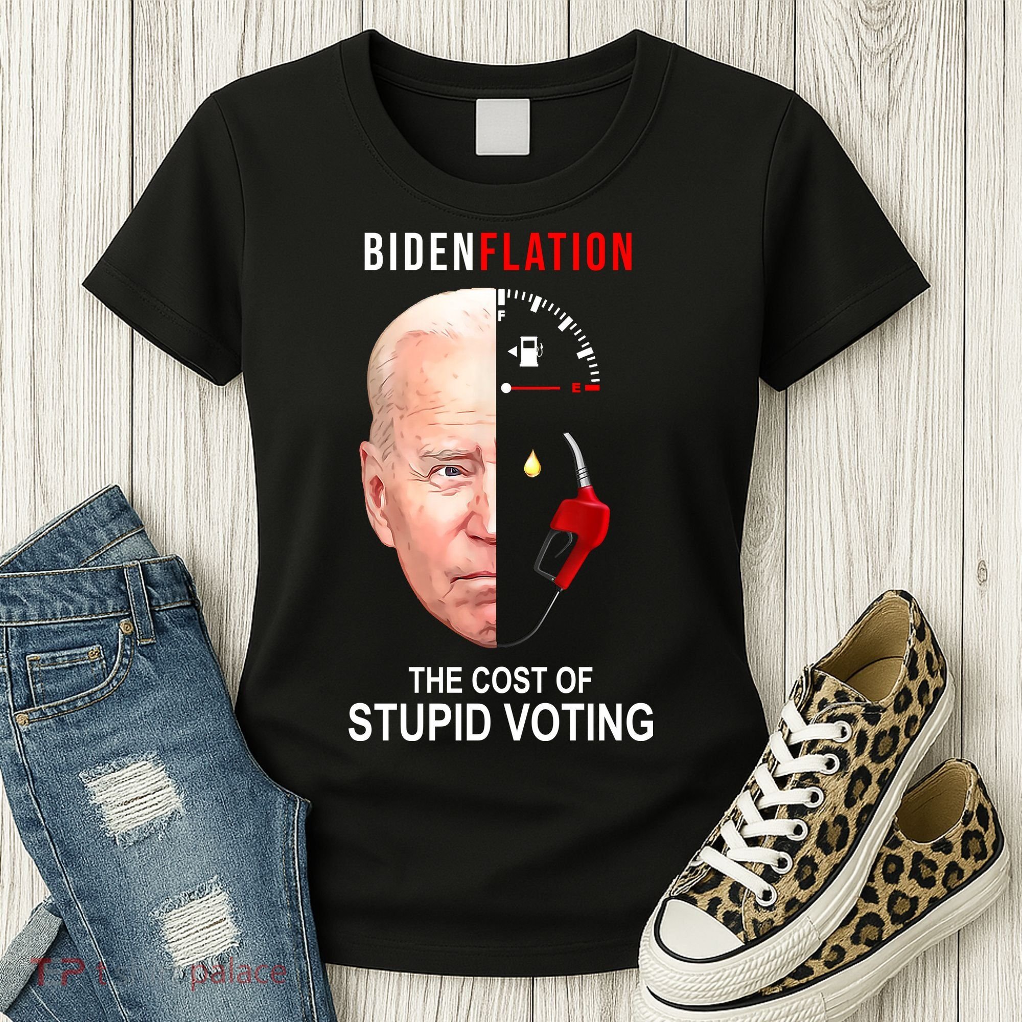 Biden Flation The Cost Of Stupid Voting Gas Funny Women's T-Shirt