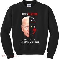 Biden Flation The Cost Of Stupid Voting Gas Funny Kids Sweatshirt thumb 0