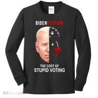Biden Flation The Cost Of Stupid Voting Gas Funny Kids Long Sleeve Shirt thumb 0