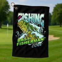 Bass Fisherman To The Core Golf Towel thumb 1