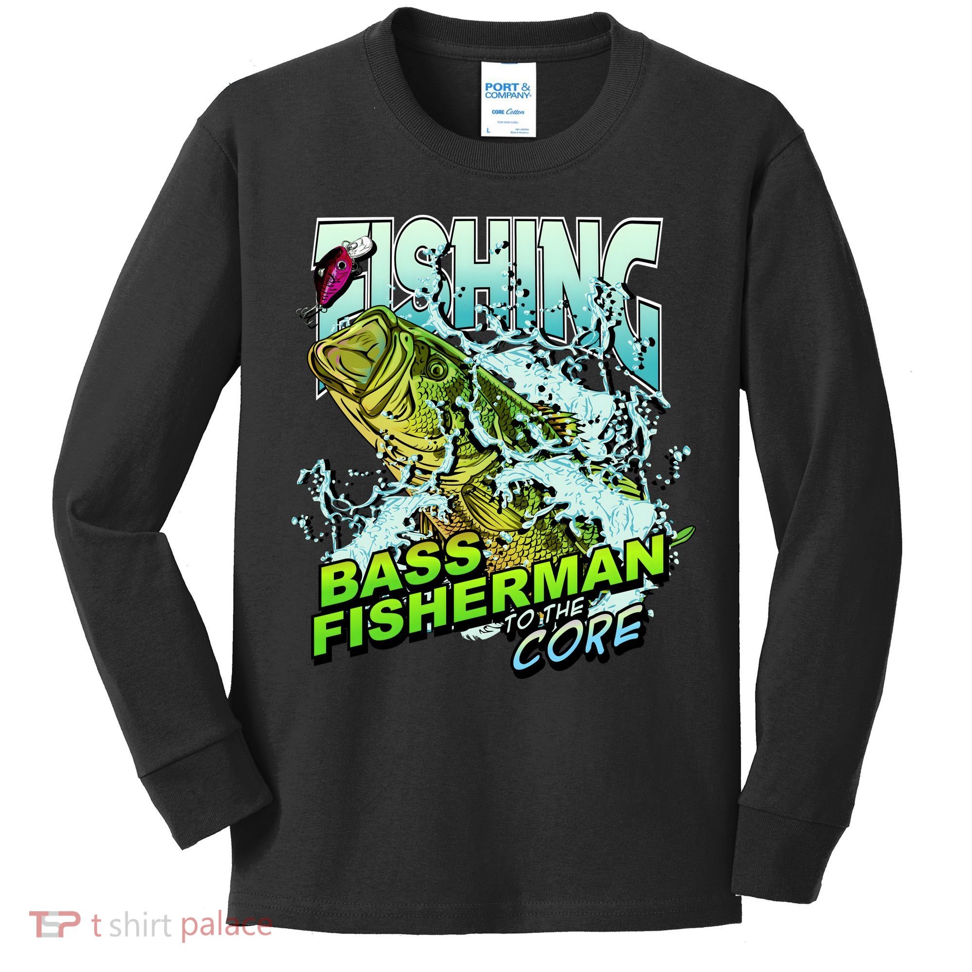 Bass Fisherman To The Core Kids Long Sleeve Shirt