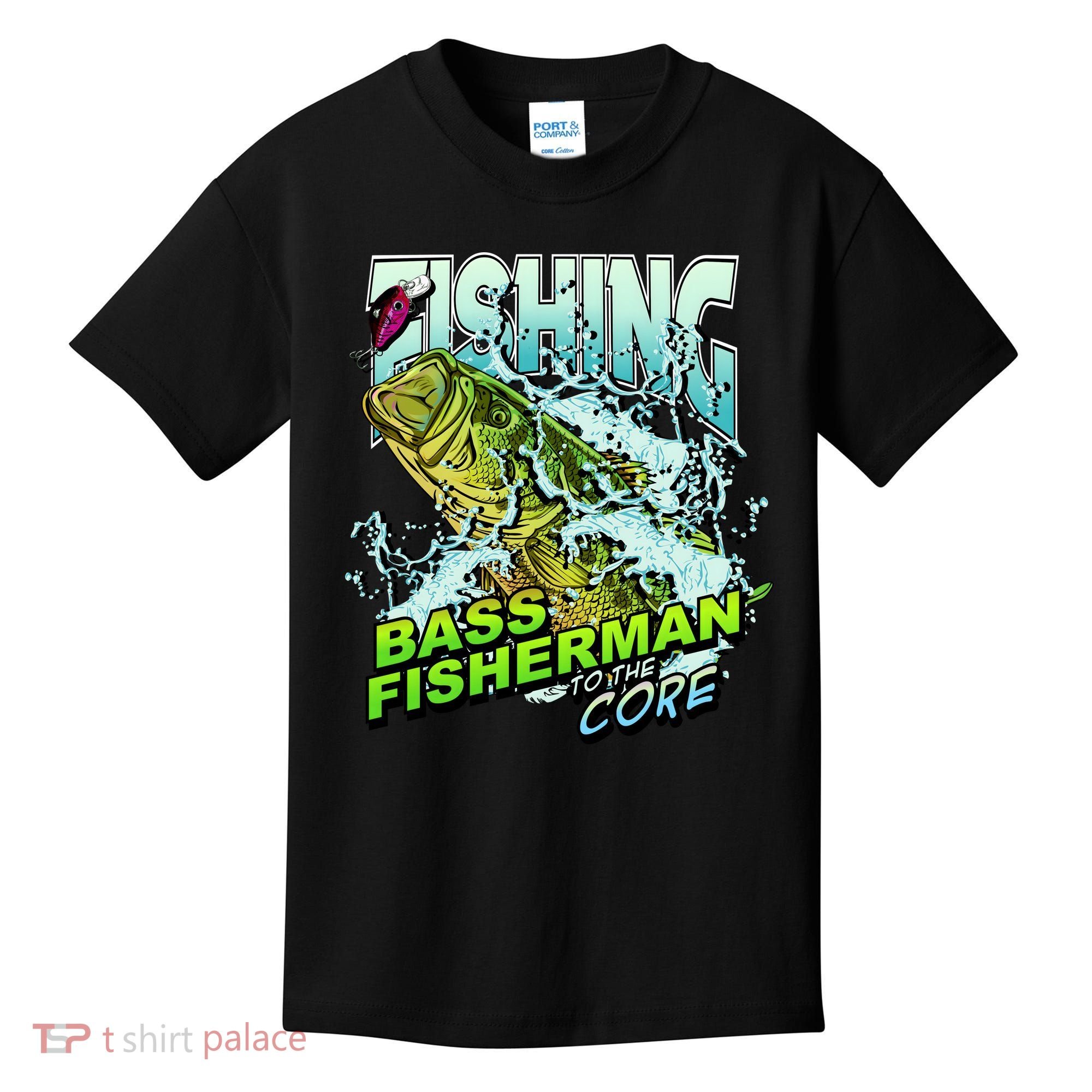 Bass Fisherman To The Core Kids T-Shirt
