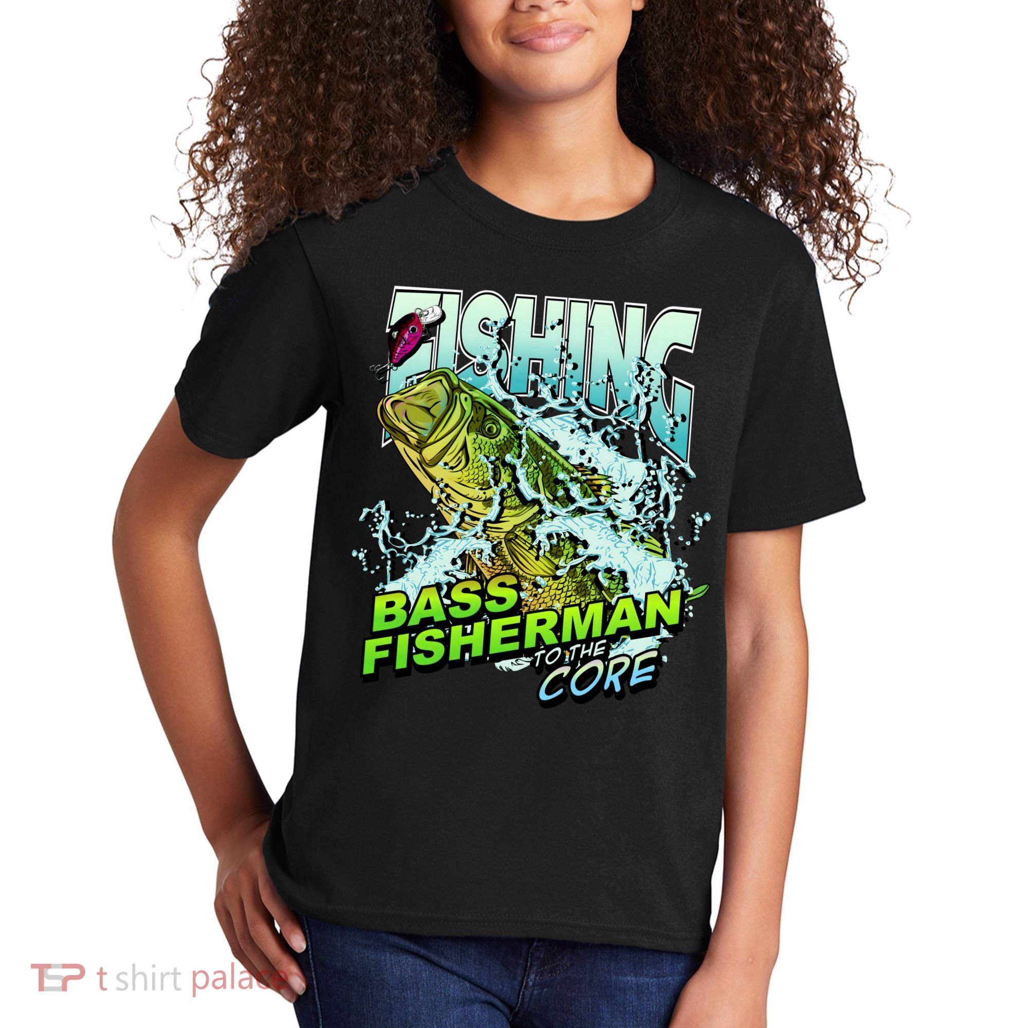 Bass Fisherman To The Core Kids T-Shirt