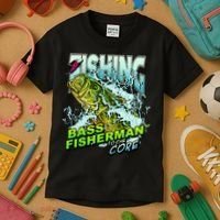 Bass Fisherman To The Core Kids T-Shirt thumb 3