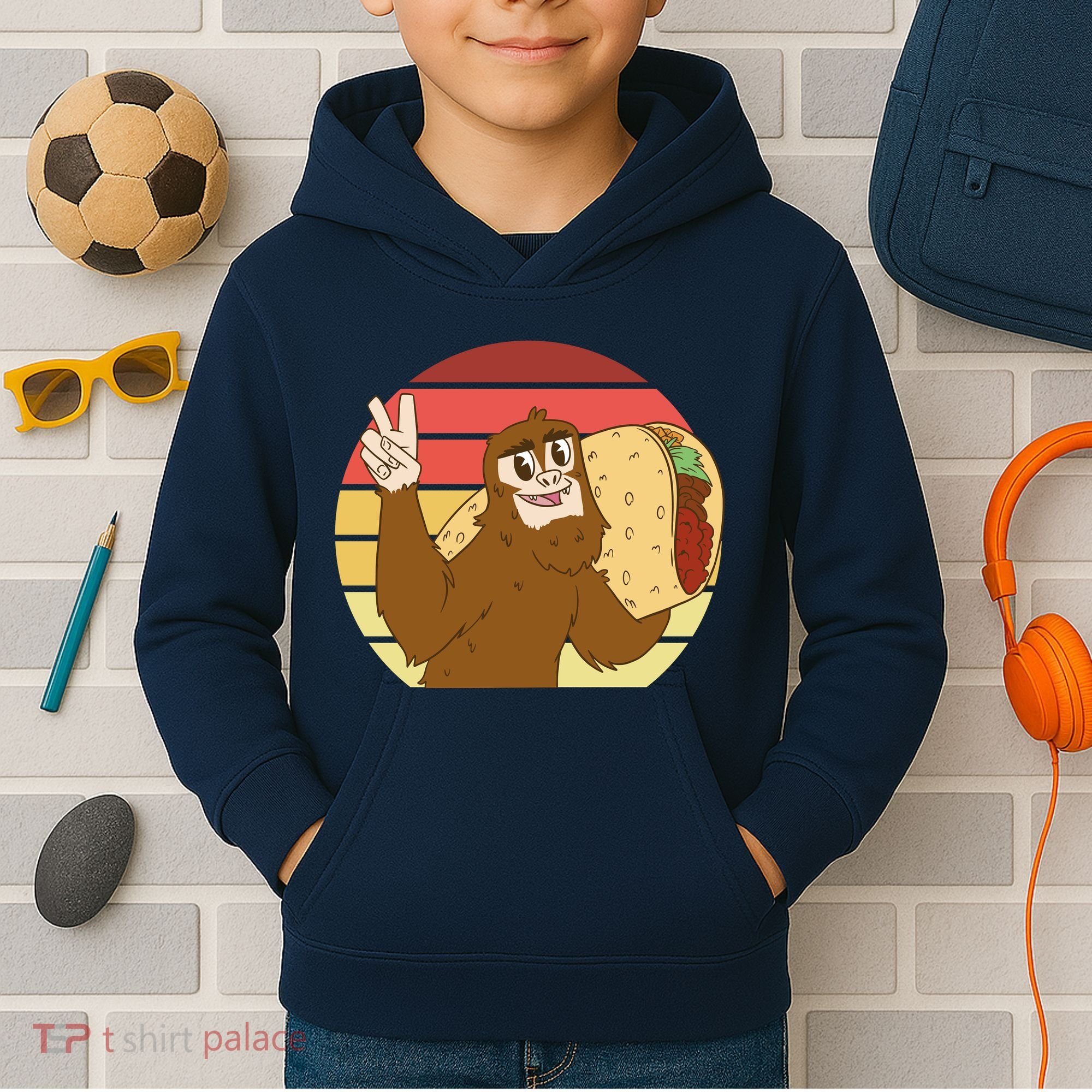 Big Foot Taco Peace Out Sunset Kids Hoodie
