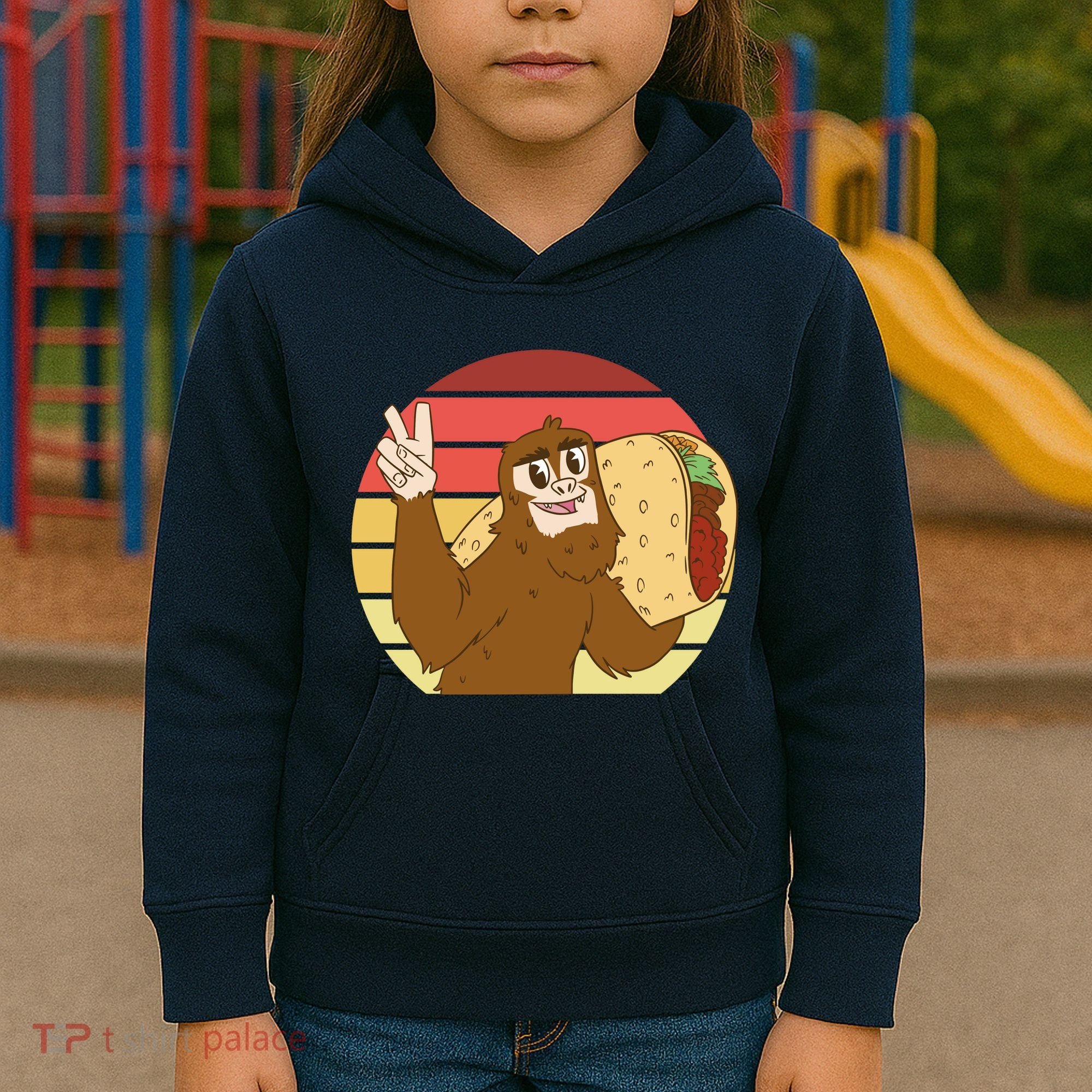 Big Foot Taco Peace Out Sunset Kids Hoodie