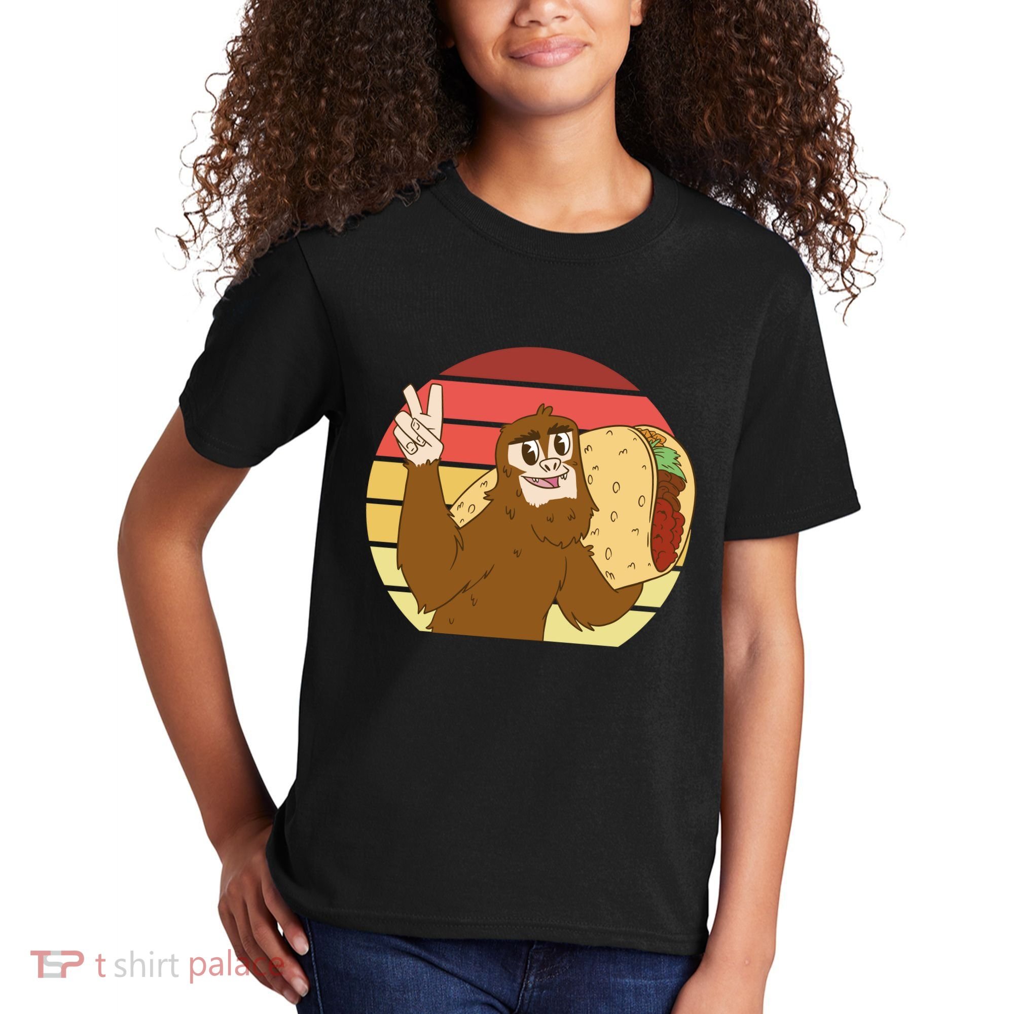 Big Foot Taco Peace Out Sunset Kids T-Shirt