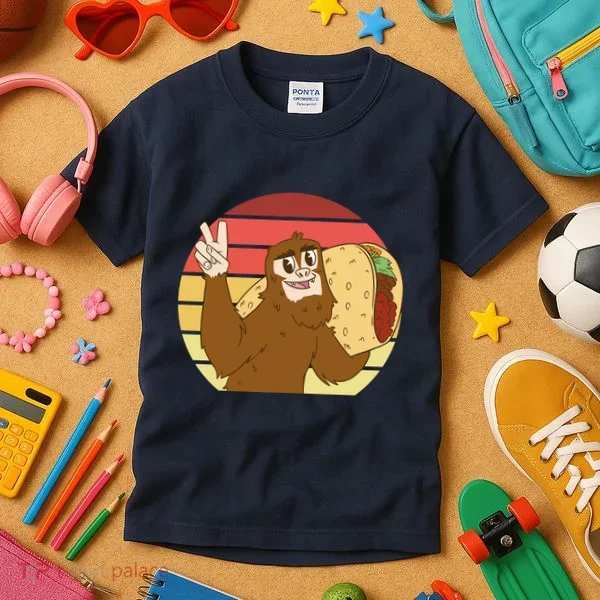 Big Foot Taco Peace Out Sunset Kids T-Shirt