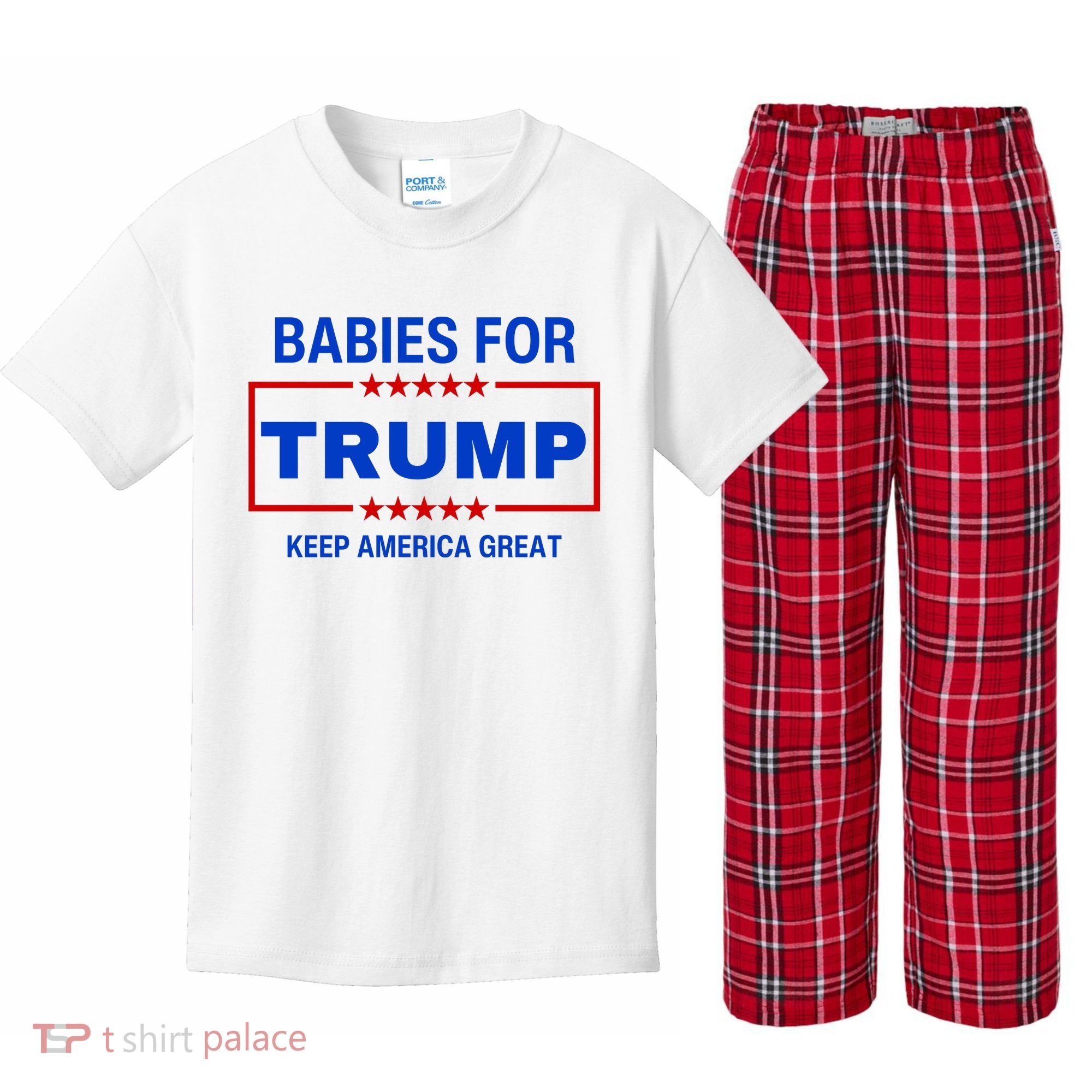 Babies For Trump Keep America Great Kids Plaid Pajama Set