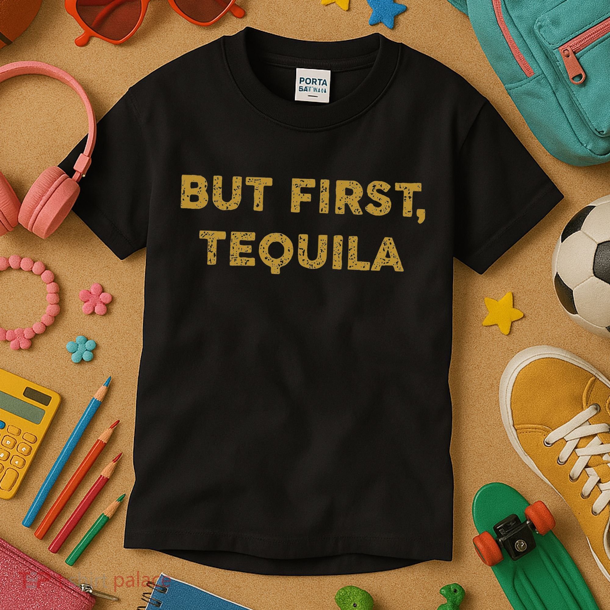 But First Tequila Funny Drinking Party Mexican Kids T-Shirt