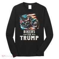 Bikers For Trump 2024 Motorcycle Patriotic American Flag Long Sleeve Shirt thumb 0
