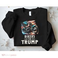 Bikers For Trump 2024 Motorcycle Patriotic American Flag Sweatshirt thumb 2
