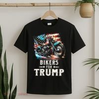 Bikers For Trump 2024 Motorcycle Patriotic American Flag T-Shirt thumb 2