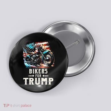 Bikers For Trump 2024 Motorcycle Patriotic American Flag Button