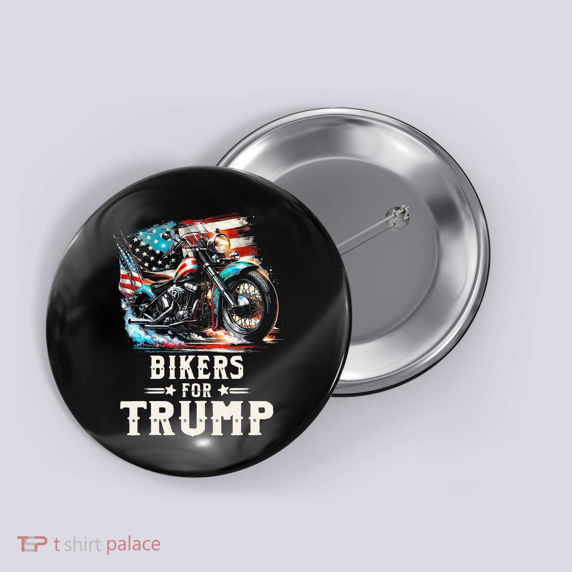 Bikers For Trump 2024 Motorcycle Patriotic American Flag Button