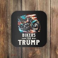 Bikers For Trump 2024 Motorcycle Patriotic American Flag Coaster thumb 0