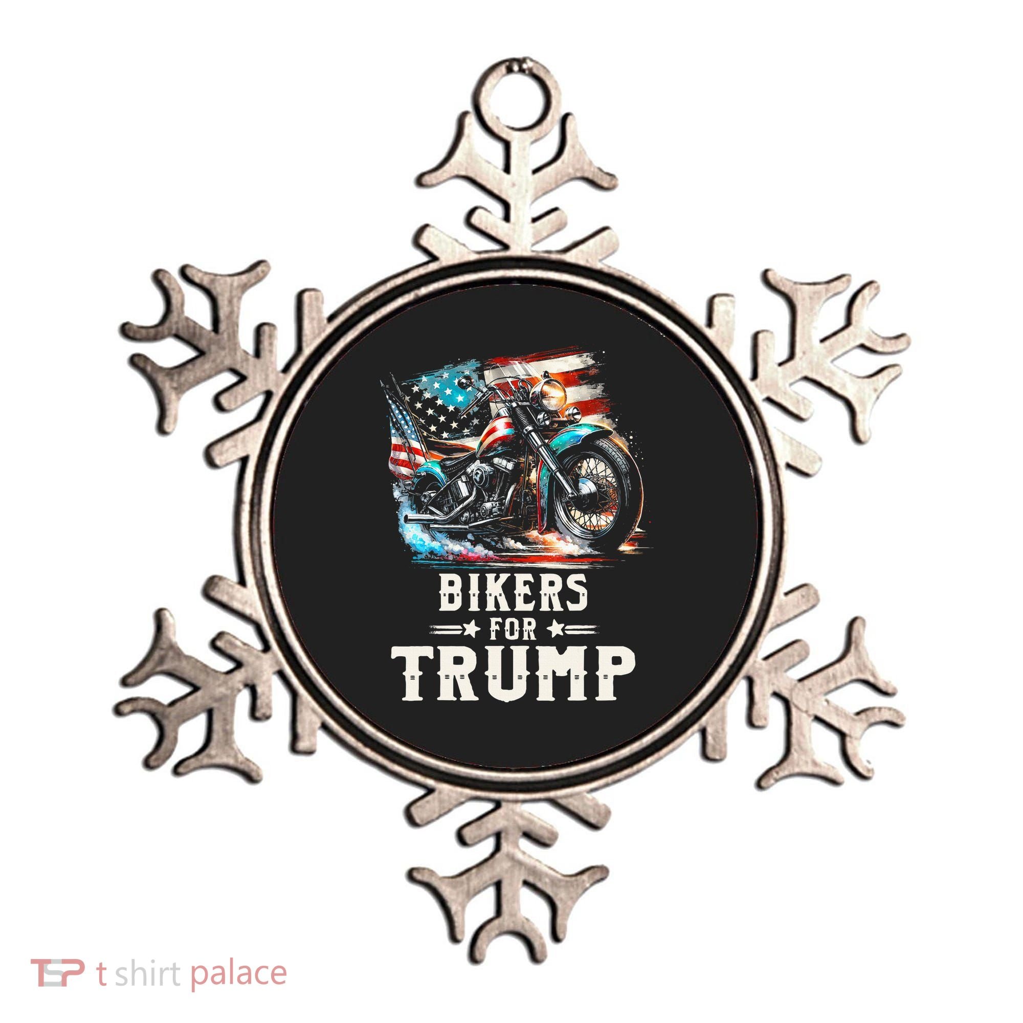 Bikers For Trump 2024 Motorcycle Patriotic American Flag Ornament