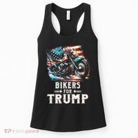 Bikers For Trump 2024 Motorcycle Patriotic American Flag Women's Tank Top thumb 0
