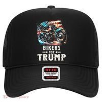 Bikers For Trump 2024 Motorcycle Patriotic American Flag Hat thumb 0