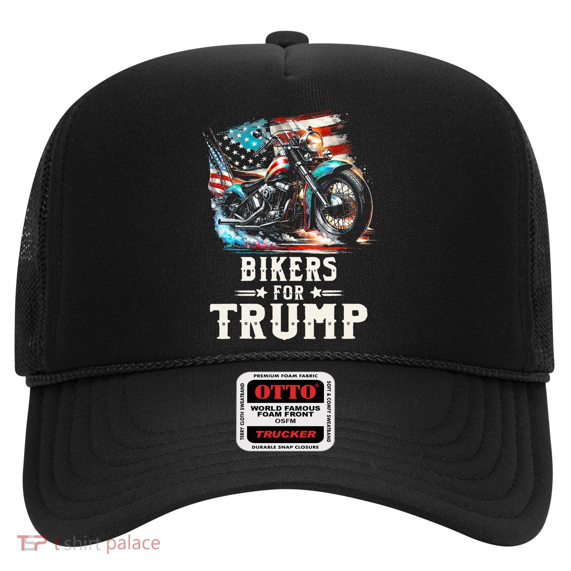 Bikers For Trump 2024 Motorcycle Patriotic American Flag Hat