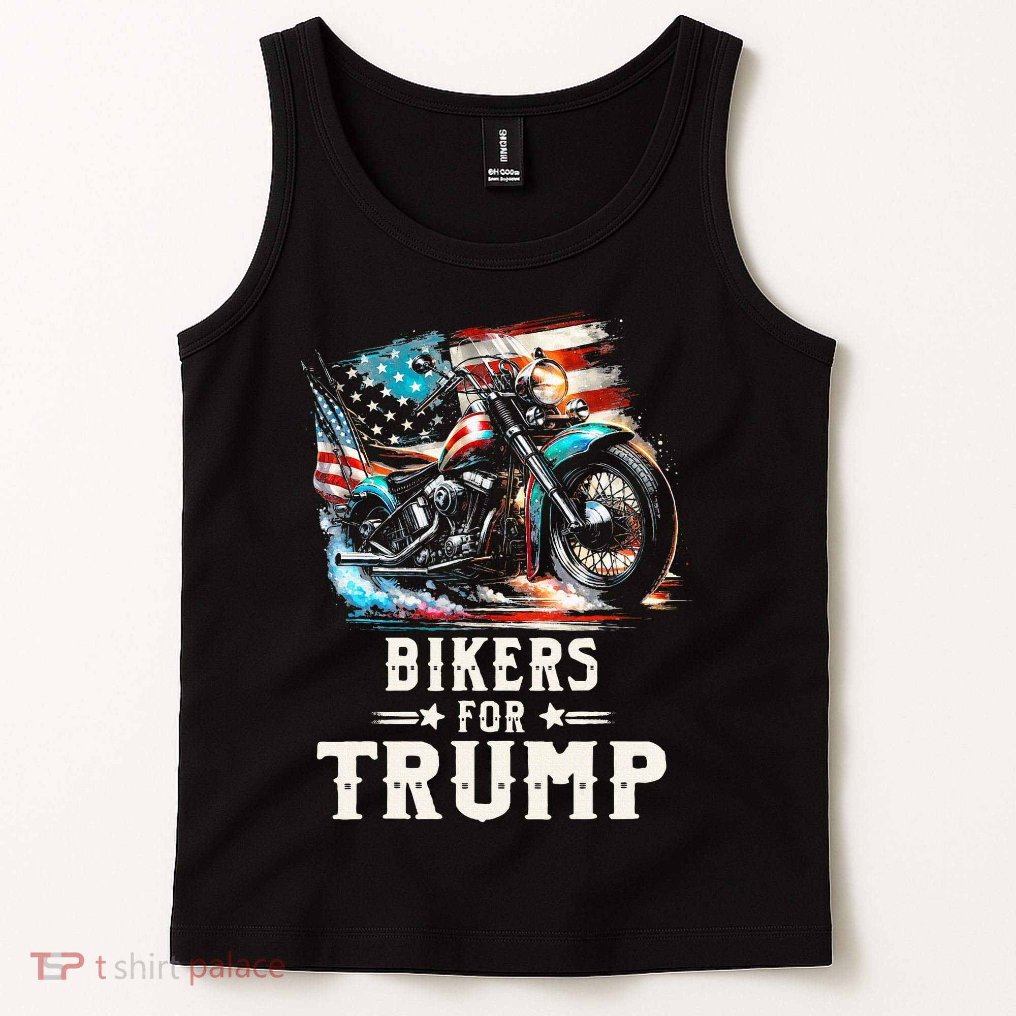 Bikers For Trump 2024 Motorcycle Patriotic American Flag Tank Top