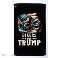 Bikers For Trump 2024 Motorcycle Patriotic American Flag Golf Towel thumb 0